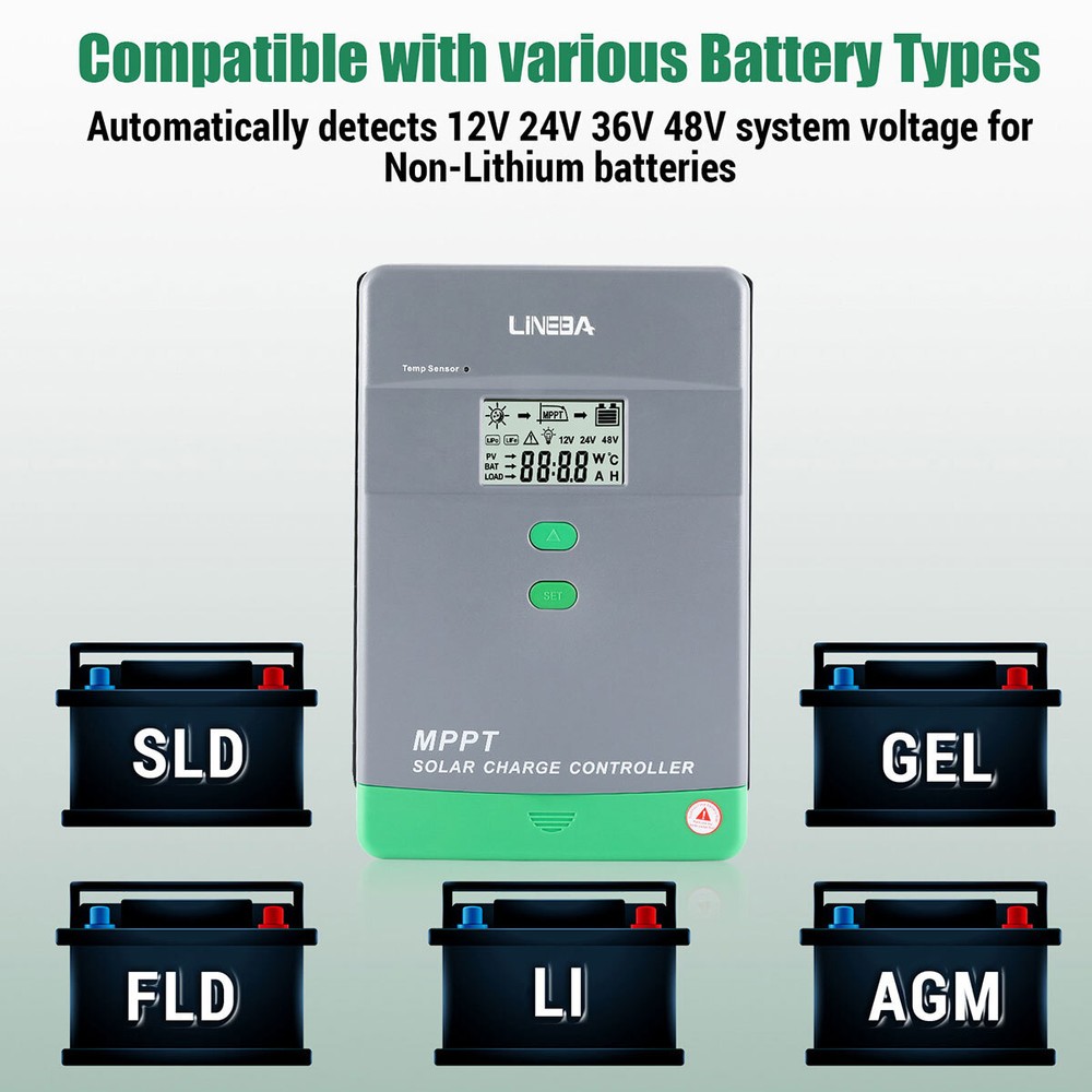 100A 60A MPPT Charge Controller 12V/24V/36/48V Auto, Solar Charge Controller LCD