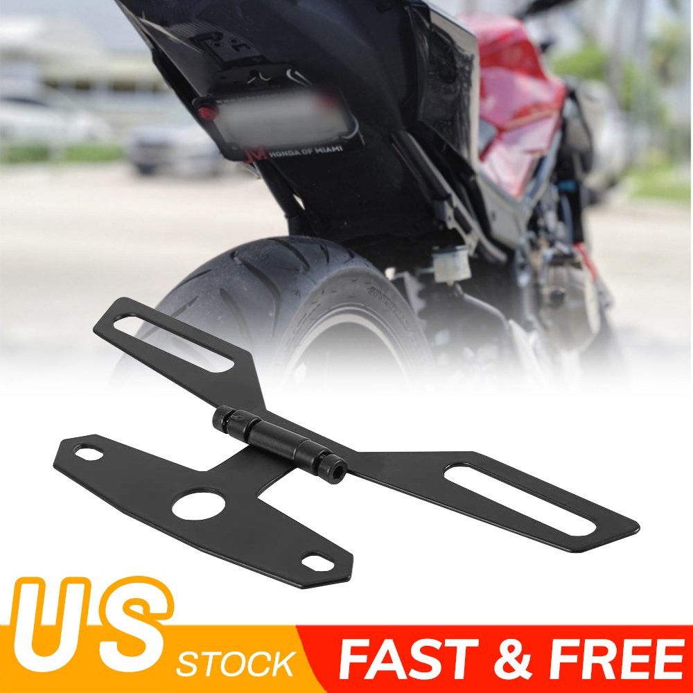 Motorcycle Folding License-Plate Holder Tail Rear Light Bracket Mount Adjustable
