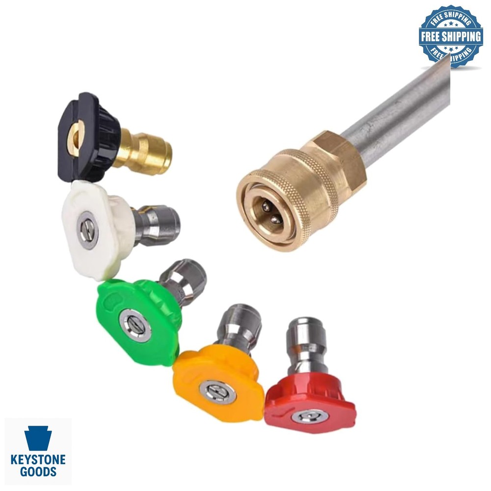 5-Pack High-Pressure Washer Nozzle Tips Set, 4500 PSI, Multi-Angle, Stainless...