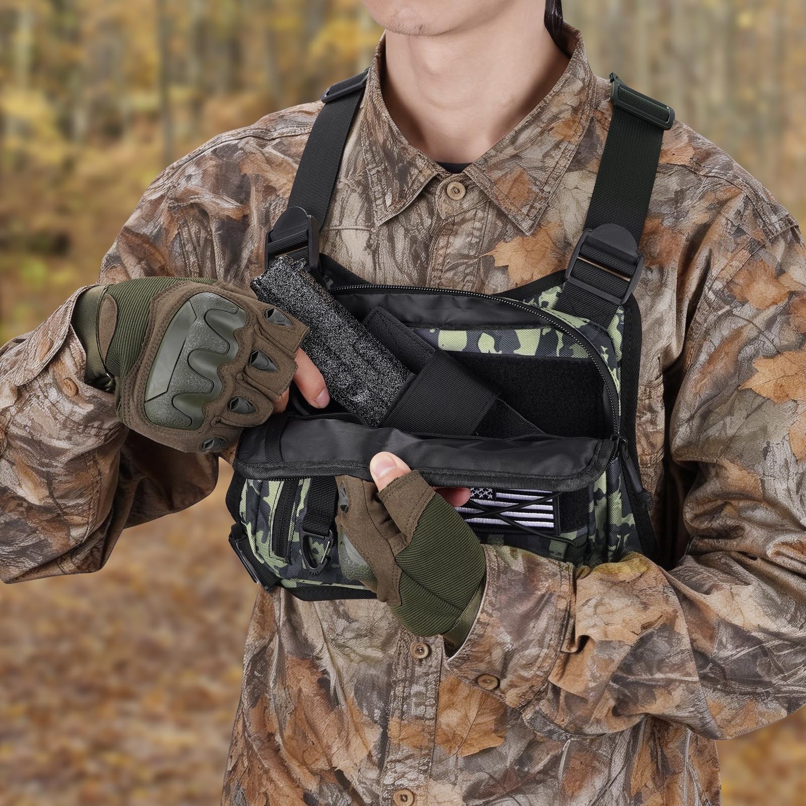 CVLIFE Outdoor Chest Bag for Men, Tactical Chest Pack, Adjustable Running Ves...