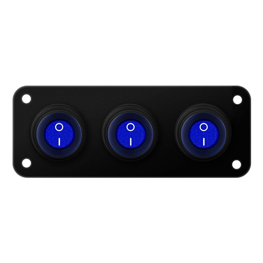 3 Gang Rocker Switch Panel with LED Indicator 12V