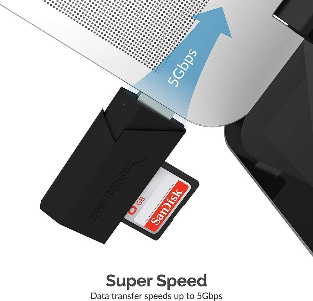 SuperSpeed 2 Slot USB 3.0 Flash Memory Card Reader for Windows, Mac, Linux, a...
