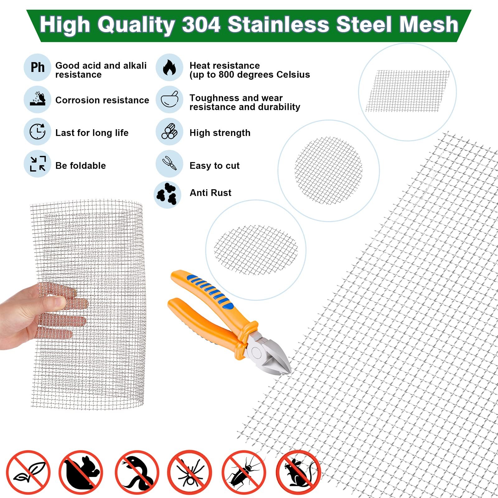 Stainless Steel Woven Wire Mesh (filter grading sheet) Metal Silk to Heavy Gauze