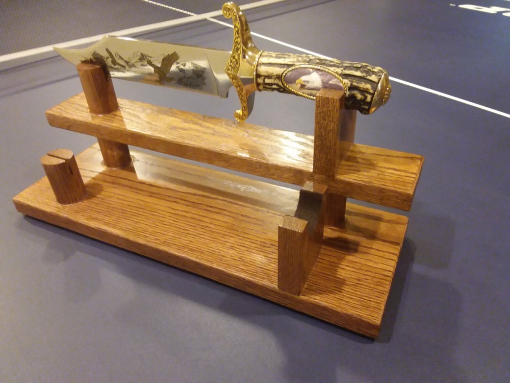 BOWIE KNIFE-SMALL SWORD DISPLAY STAND (DARK WALNUT SATIN )