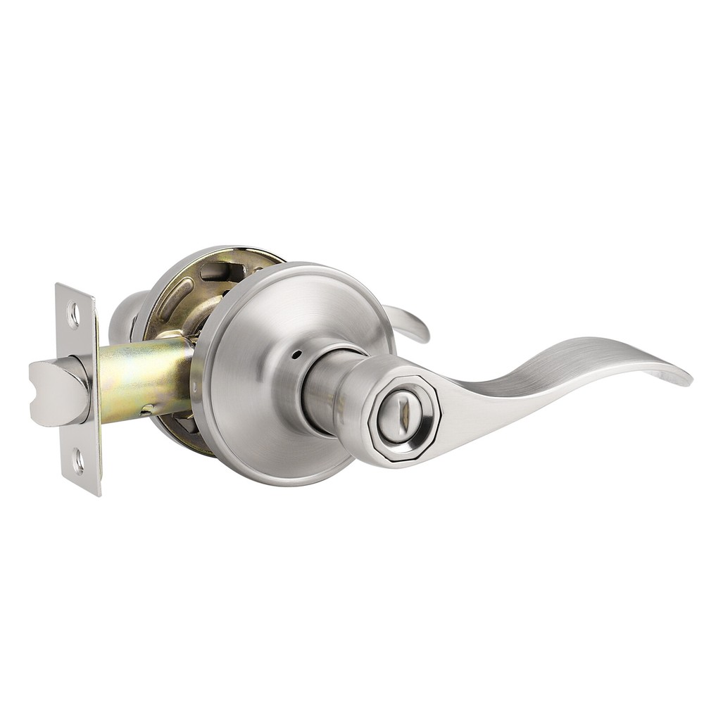 Brushed Nickel Round Door Knobs Privacy Passage Wave Door Levers Entry Locks