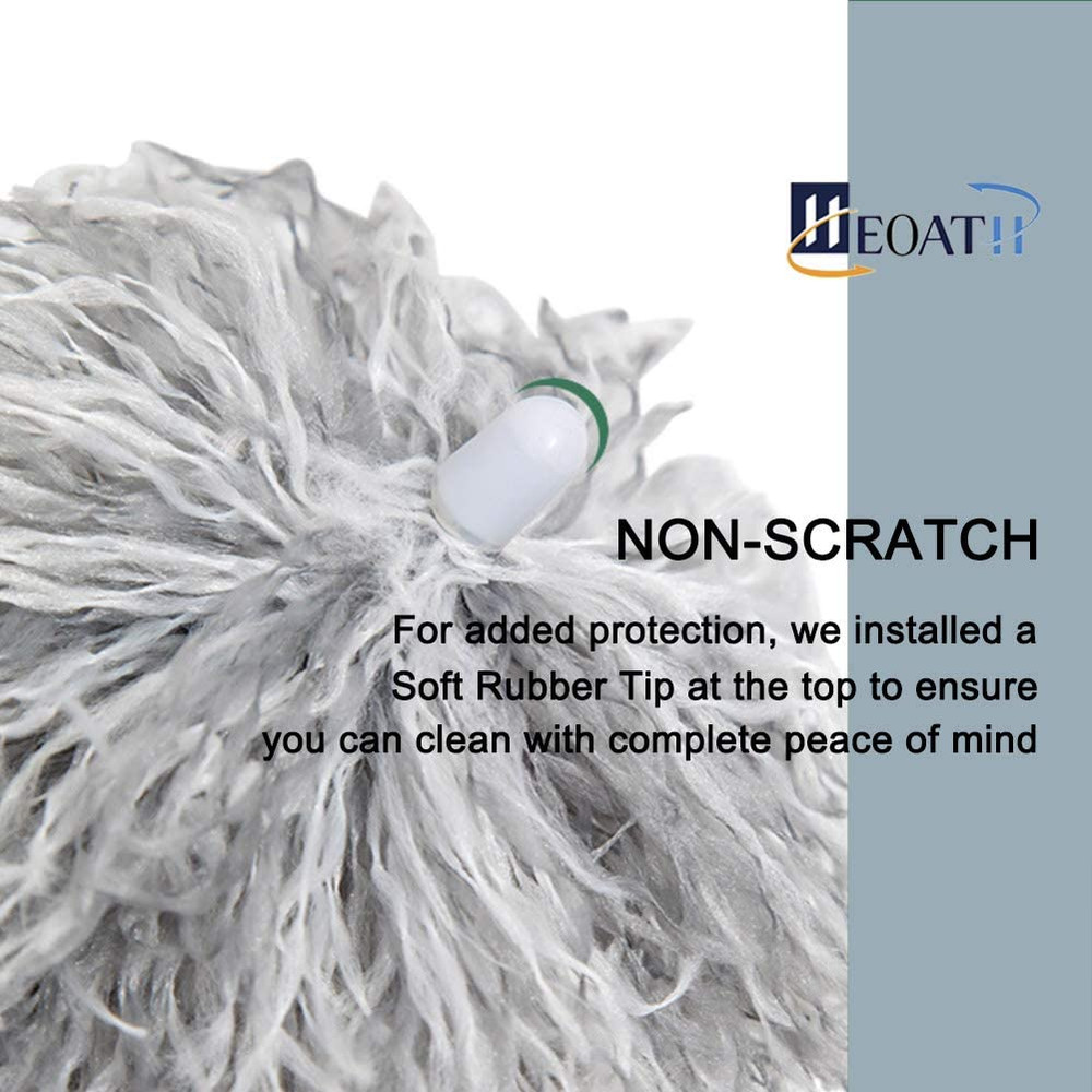 Microfiber Feather Duster Extendable Pole 30-100in Bendable Head Gray Washable