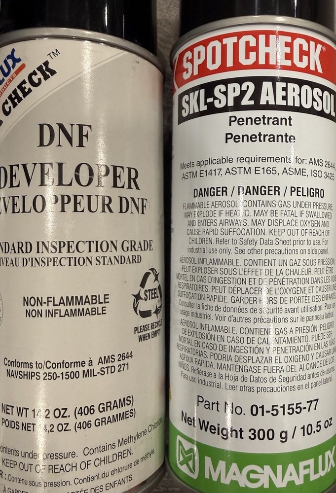Spot check Magnaflux/ DNF Developer Penetrant And Cleaner For Crack Checking See