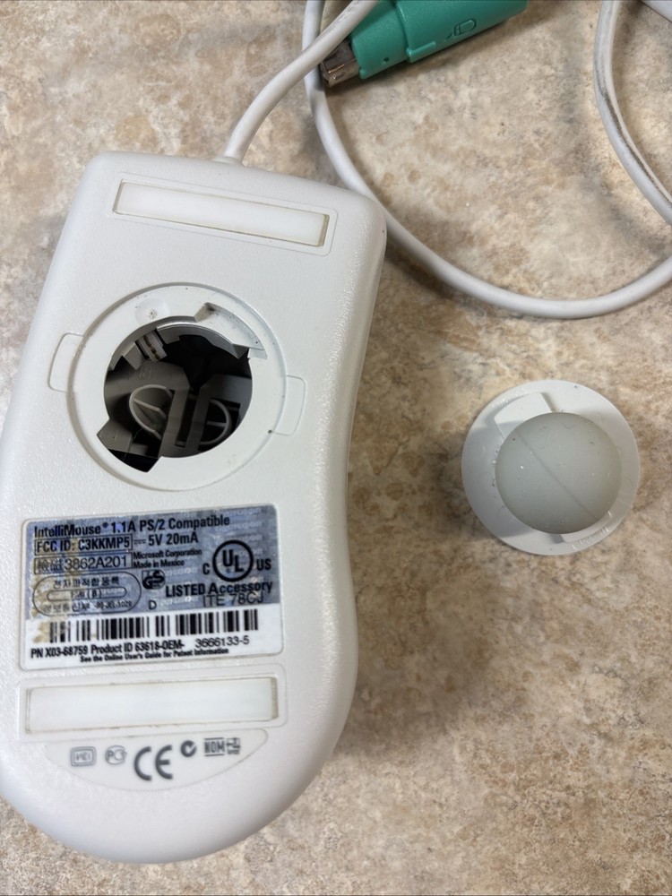 Microsoft IntelliMouse 1.1A PS/2 Optical Mouse 2-Button Scroll Wheel Tested