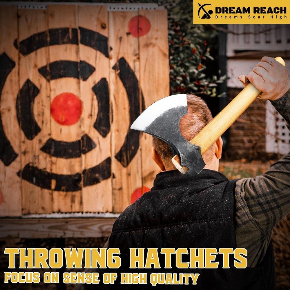 Throwing Axes 2 Pack, Professional 16" Tomahawk Axe for Backyard, Hand Forged Vi