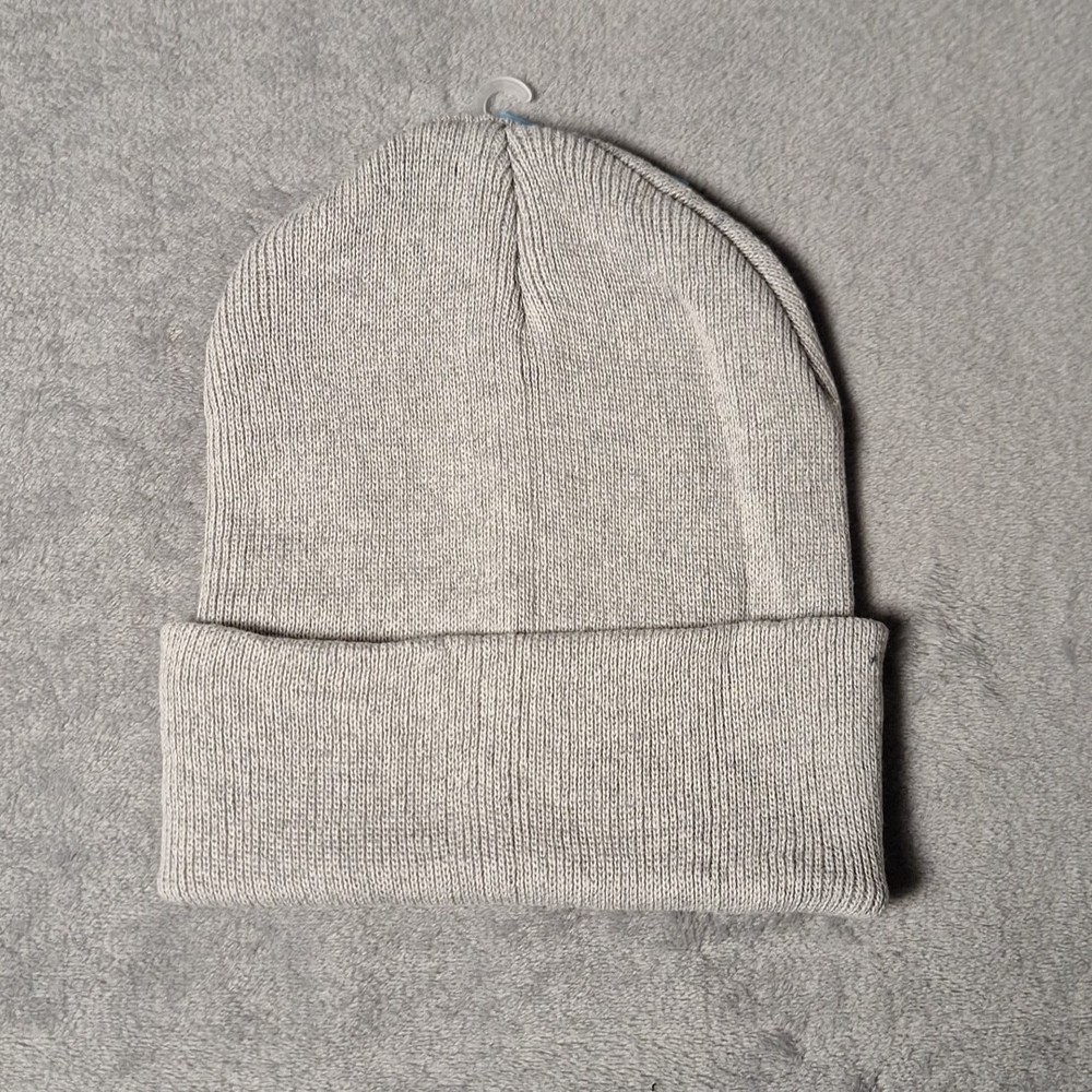 Seattle Seahawks Leather Square Patch Gray Beanie Cap NFL