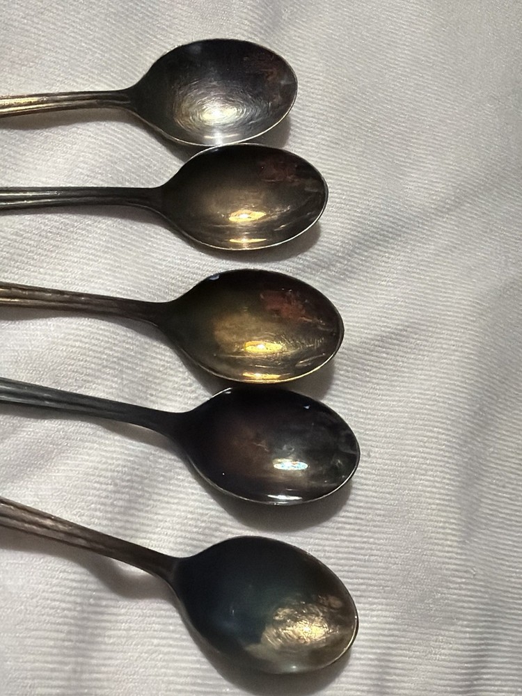 Vtg Set 5 Teaspoons USSR MHU Russian Flatware