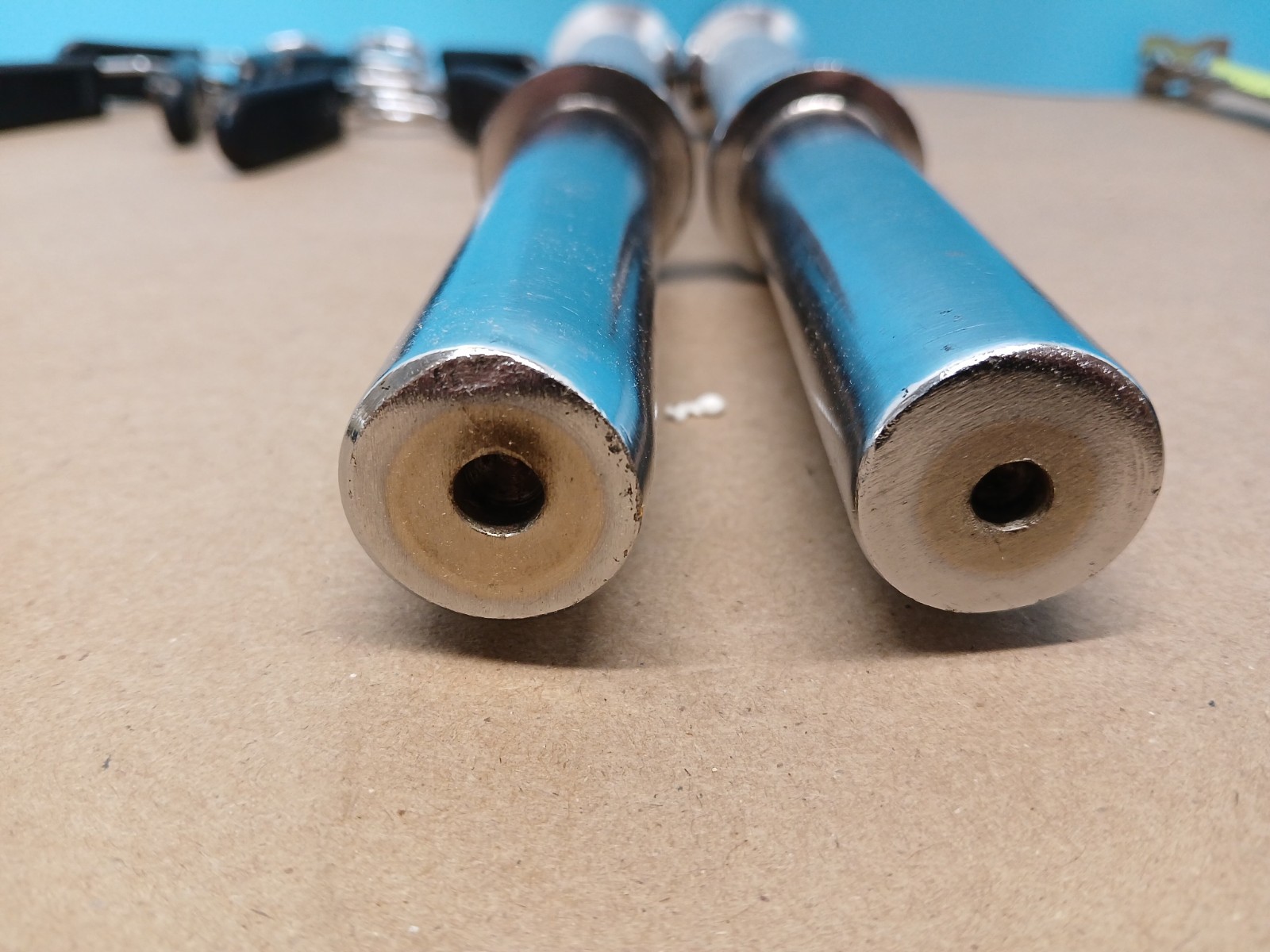 Standard 1" Dumbbell Handles Pair + Spring Collars Weight Lifting Bar Set