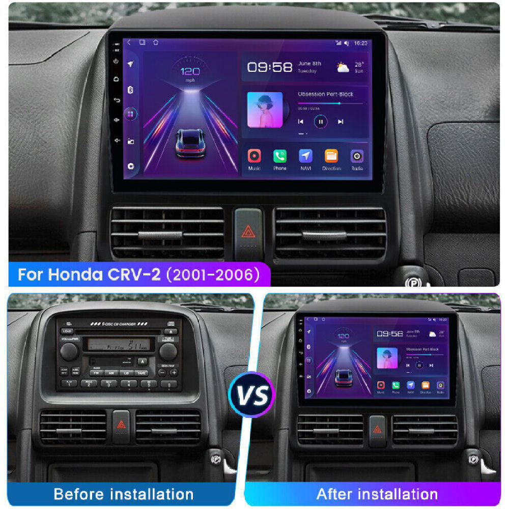 For Honda CR-V CRV 2002-2006 Apple CarPlay Android 14 Car Stereo Radio GPS