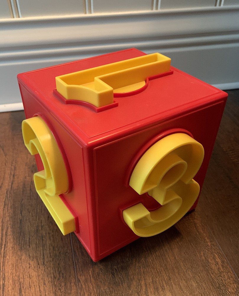 Number Cube Early Learning Puzzle Educational Home School Red Yellow Plastic