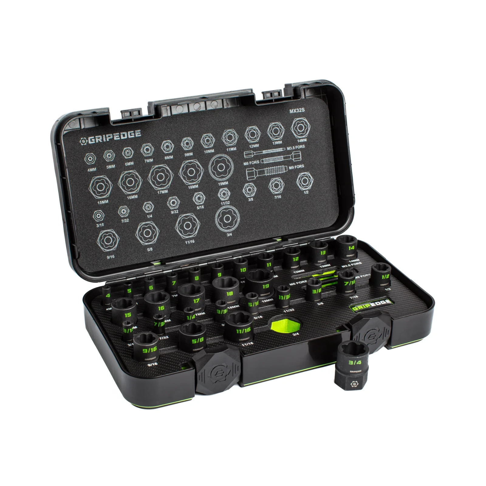 GRIPEDGE MX32S 32 Piece Master Socket Extractor Set + G-FORS Extractor Set 14pc
