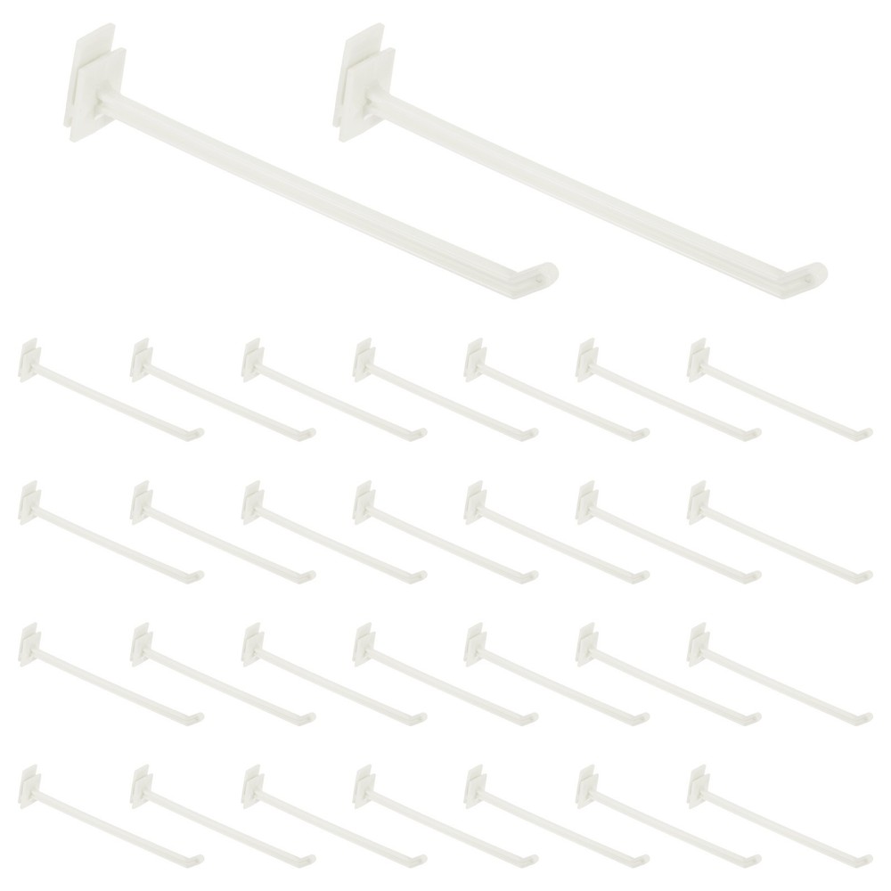 30Pcs Slat Wall Panel Hooks, 7 Inch Gridwall Hook for Tool Storage, White