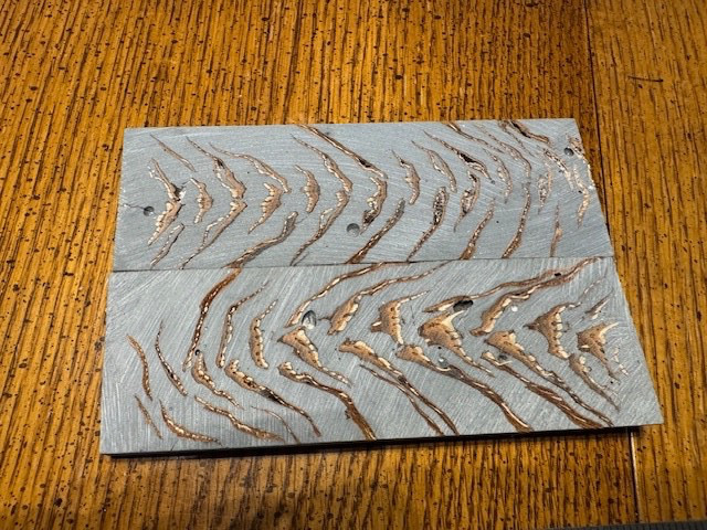 Pair of Beautiful deepGrey leaf pattern Resin Knife Handle Blank Scale