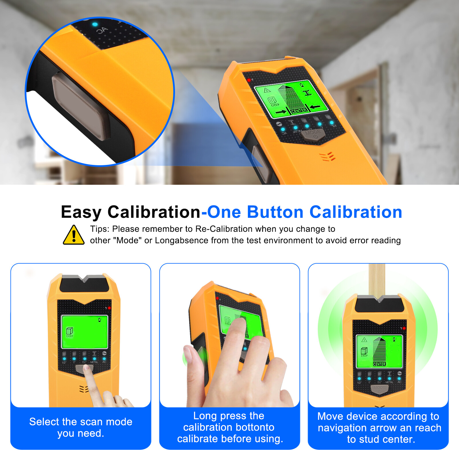 5 in 1 Stud Finder Wall Scanner for Wood AC Wire Metal Pipe LCD Display Detector