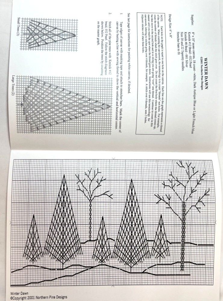 RARE Northern Pine Designs "Winter Dawn" Charted Canvaswork Pattern