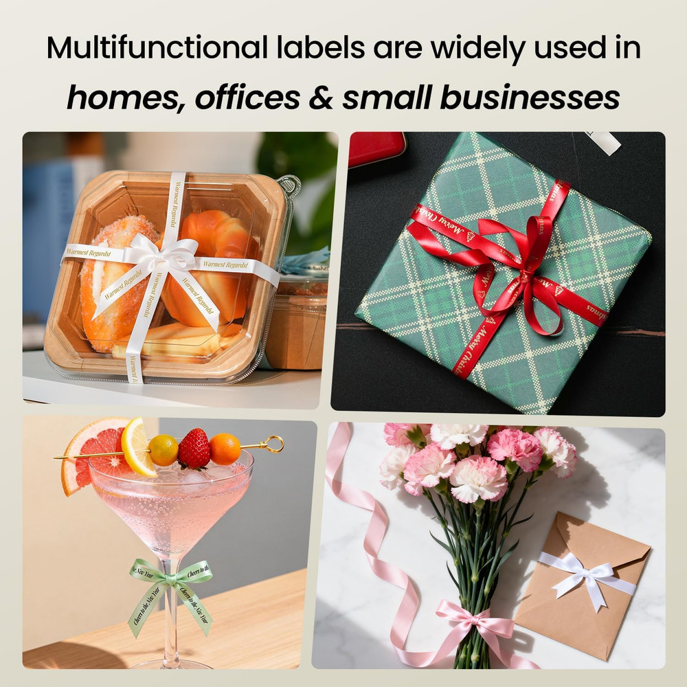 P15 Ribbon Label Printer, Custom Text/Icon Mini Bluetooth Portable Label Maker M