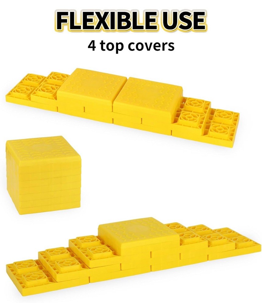 RV Leveling Block Top Cover, 4 Pack Jack Pad Cap, Interlocking Leveling Trailer