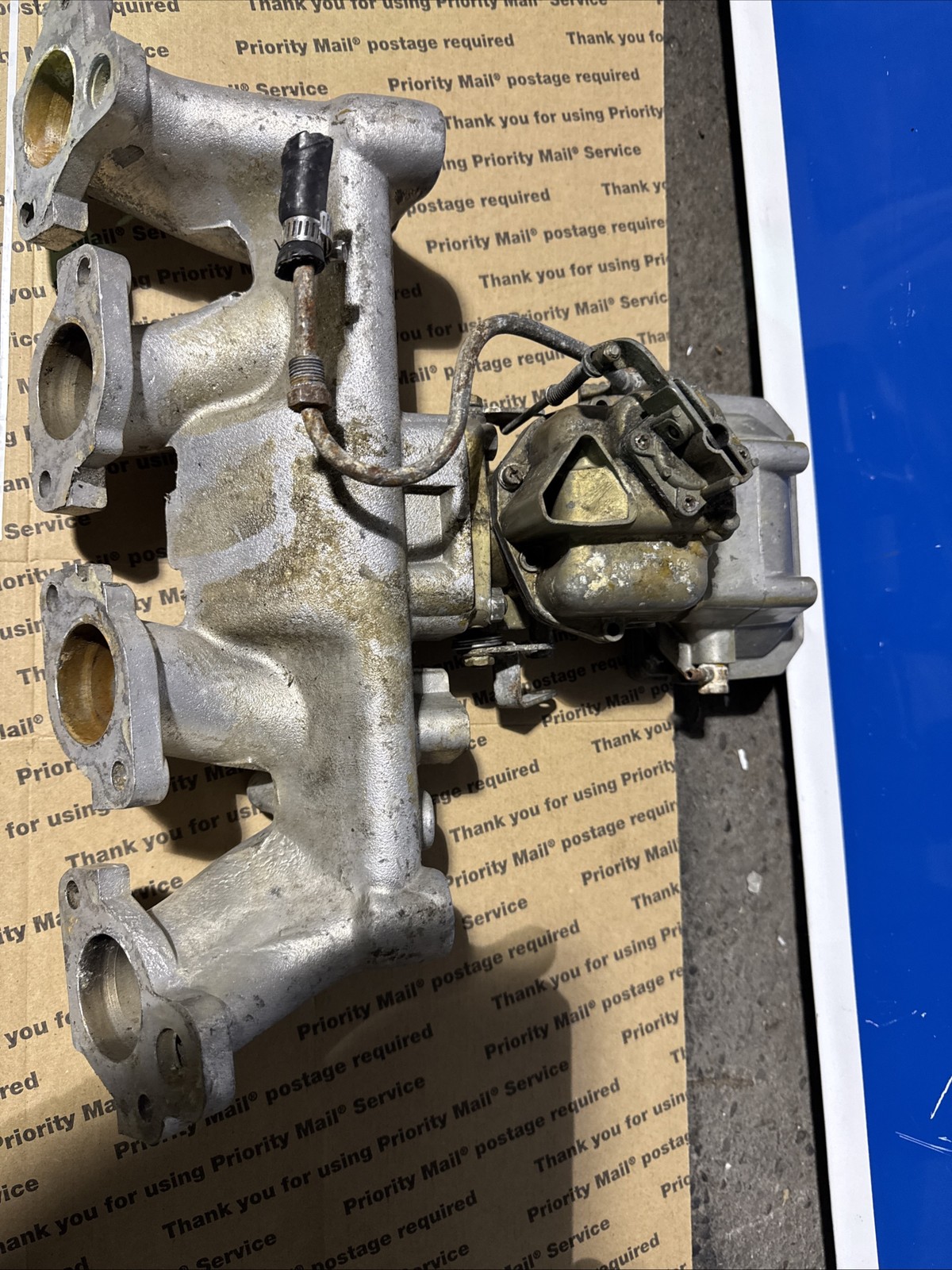 Volvo Penta AQ120 and AQ140 4 Cylinder Marine intake manifold with carb.