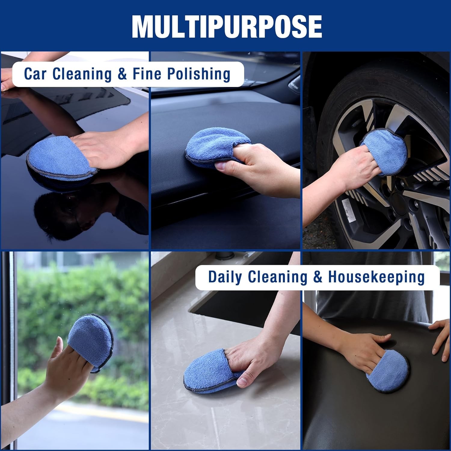 WORKPRO 18PC Car Wax Applicator Pad Microfiber Soft Foam Detailing Polishing Pad