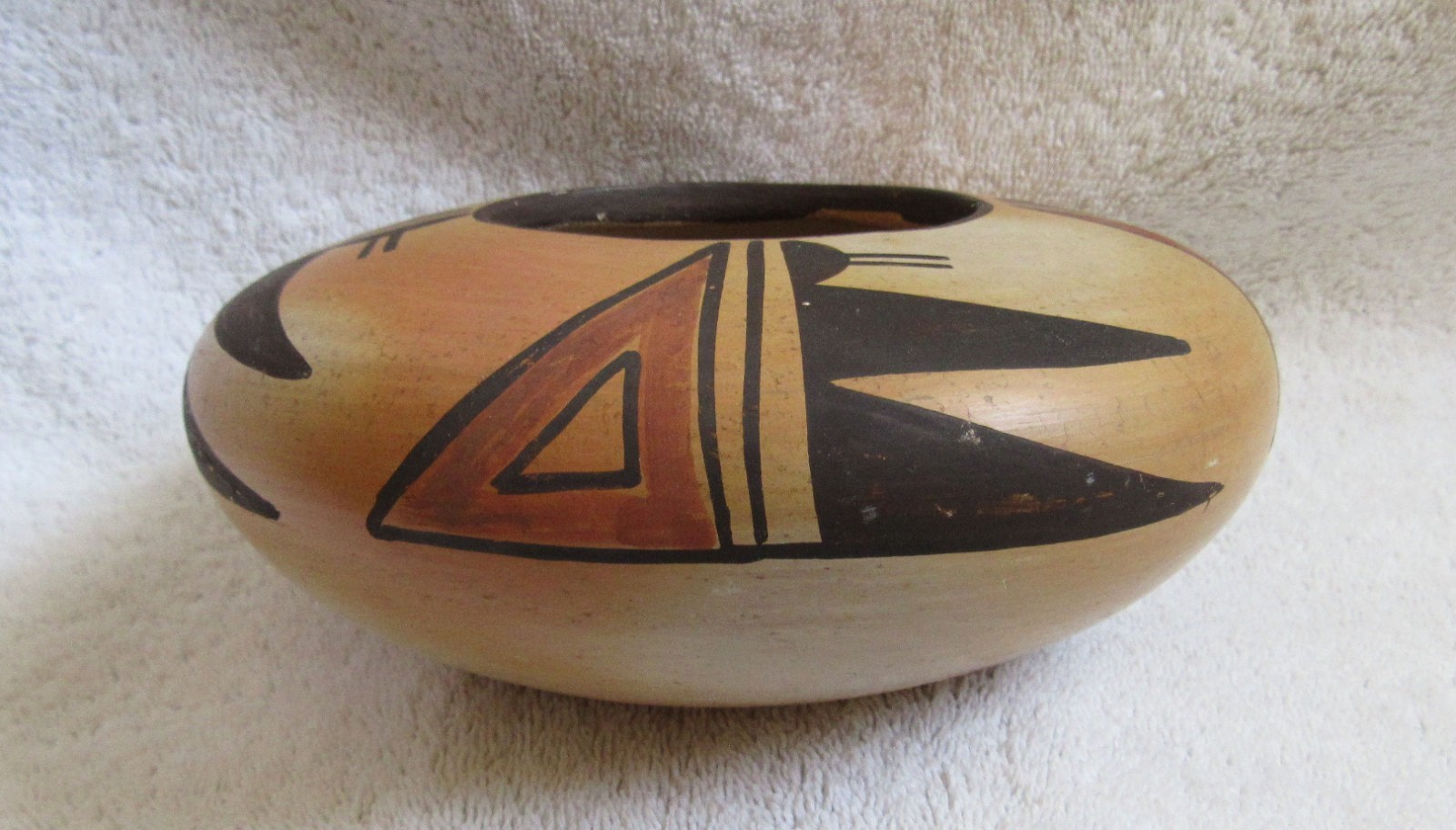 Antique Hopi Indian Nampeyo Style Sikyatki Revival Design Art Pottery Bowl Vase
