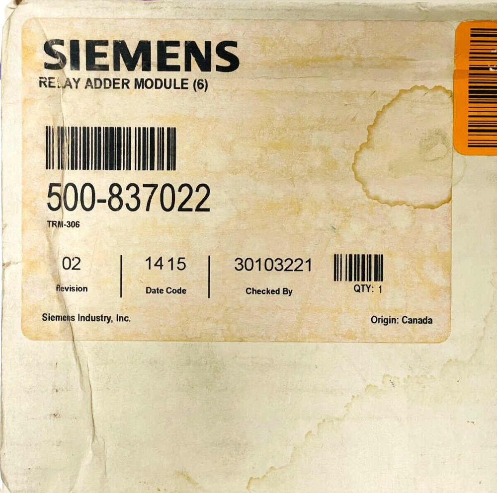 SIEMENS TRM-306 Relay Adder Module 500-837022