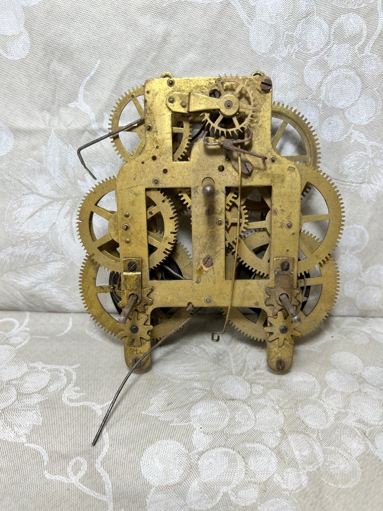 4 Antique Brass Mechanical Clock Movements Various Makers Not Running