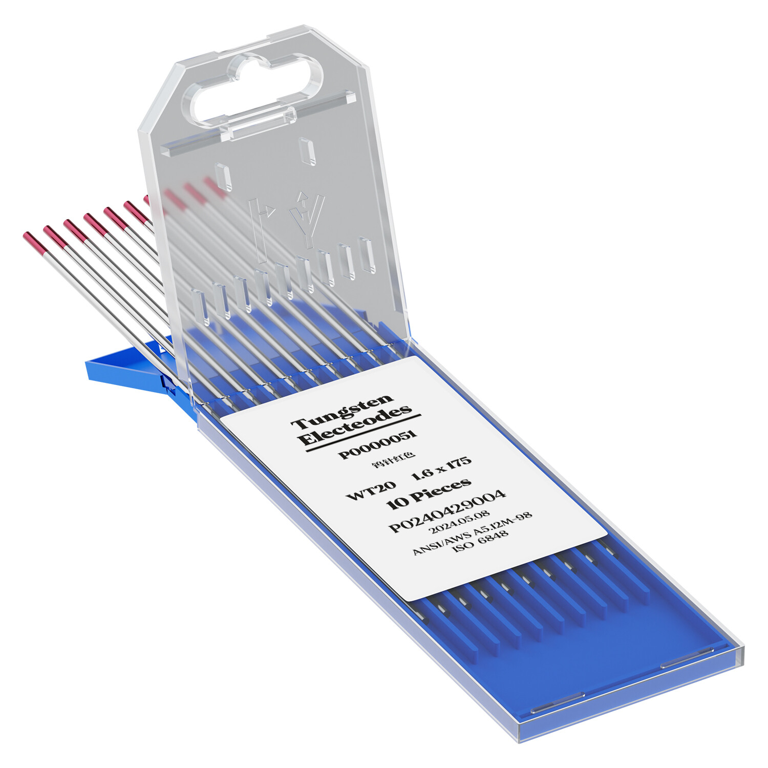 1/16" x 7" Red TIG Welding Tungsten Electrode 2% Lantanated - 10-pack US