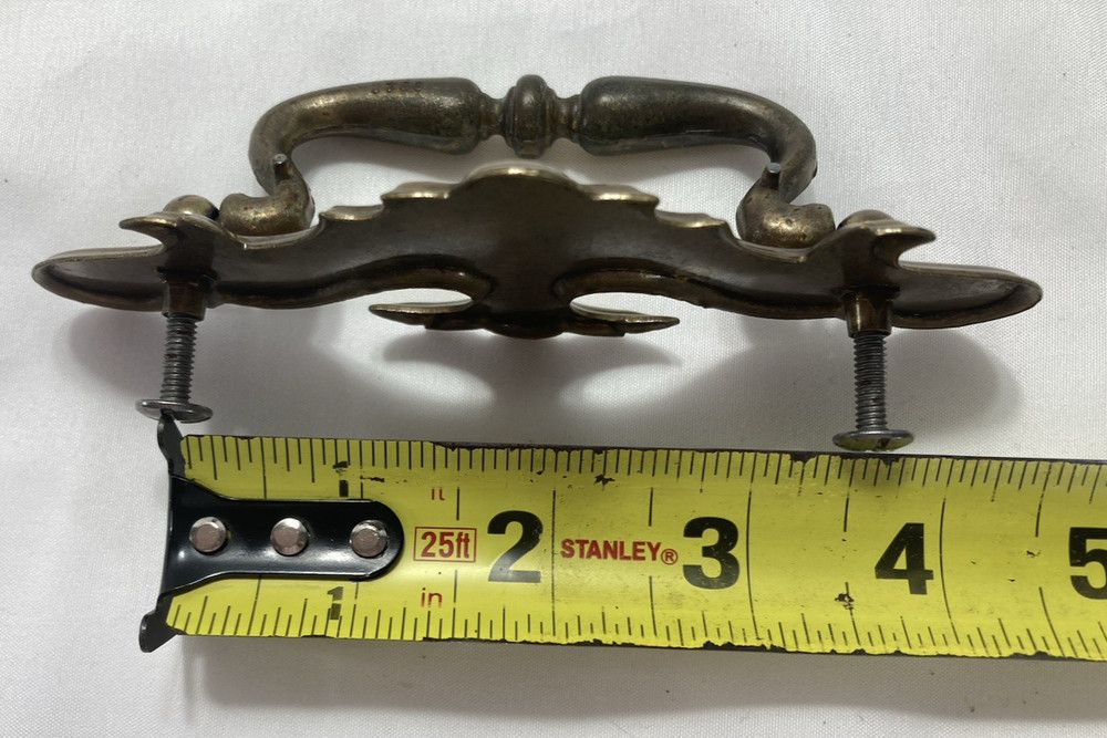 VTG Chippendale Bat Wing Drawer Drop Bail Pull Handles Brass 5¼" Wide