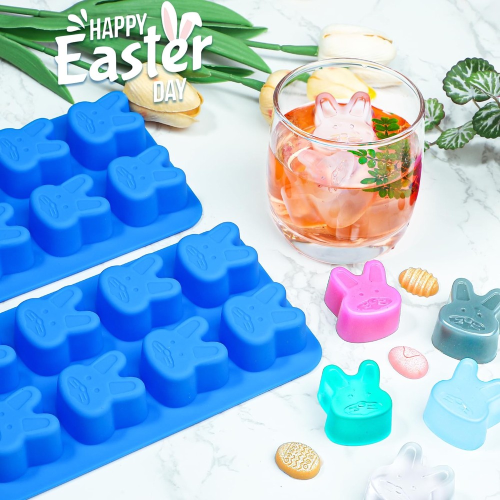 Webake Easter Bunny Ice Cube Molds, 8-Cavity Silicone standard, Blue