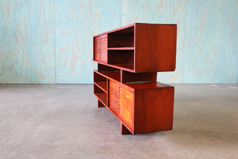 Studio made double sided Console Tables in Pine with Louvered doors -a Pair
