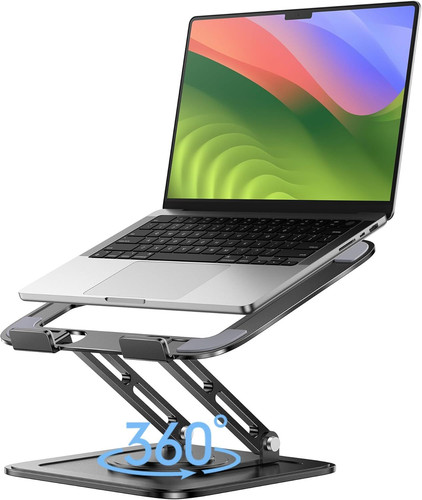 Adjustable Laptop Stand, Computer Stand with 360 Rotating Base, Classic Black