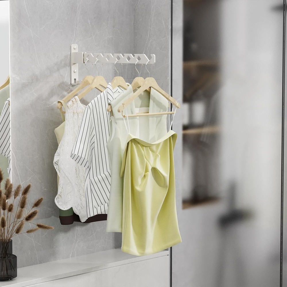 Wall Mounted Clothes Drying Rack, Wall Clothes Hanger Foldable, Laundry Hange...