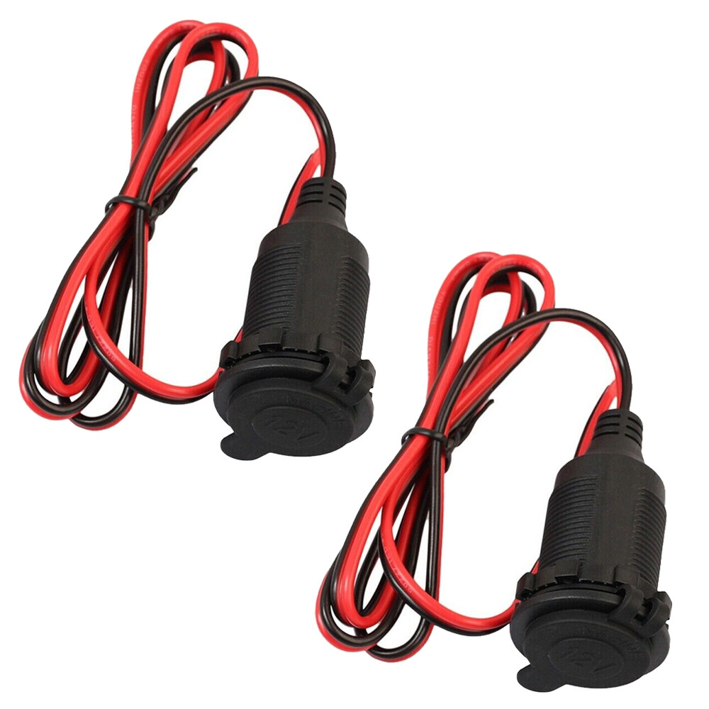 2PC Car 12v Cigarette lighter Charger Cable Female Socket Plug Connector