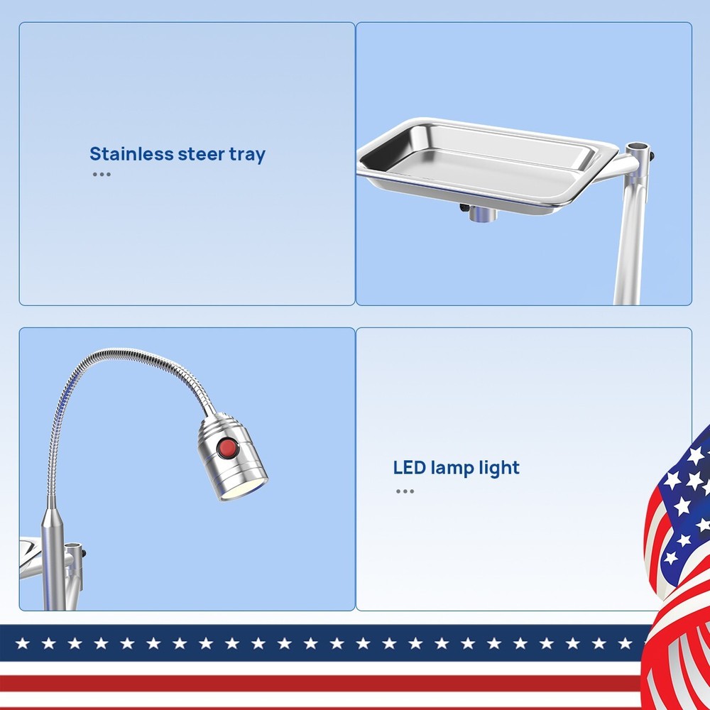 Dental Portable & Practical Adjustable Folding Chair With LED Light + Tray Ruby