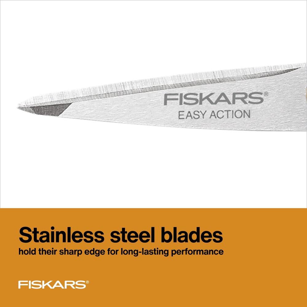 Fiskars 5" Stainless Steel Micro-Tip Easy Action Scissors, White