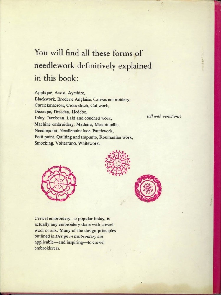 Violet M. Endacott "Design In Embroidery" 1963 Sewing Needlepoint Pattern Book