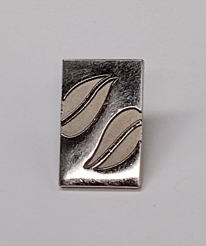 Silvertone Rectangle Leaf Accents Lapel Pin