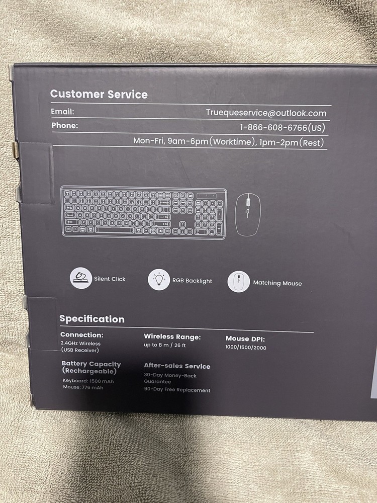 Trueque Wireless Keyboard and Mouse Combo, RGB Backlit