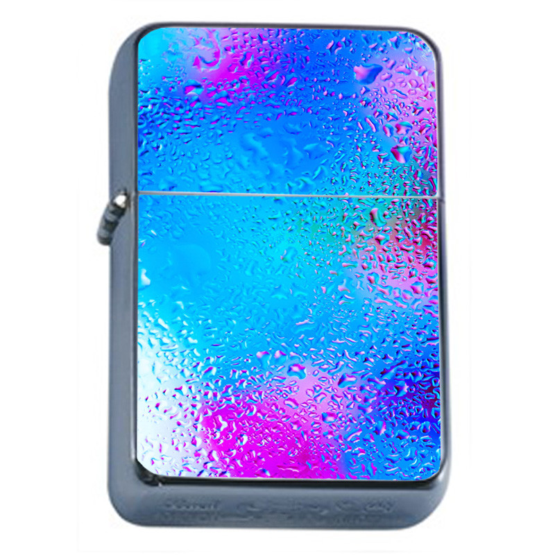 Raindrops Em1 Flip Top Oil Lighter Wind Resistant With Case