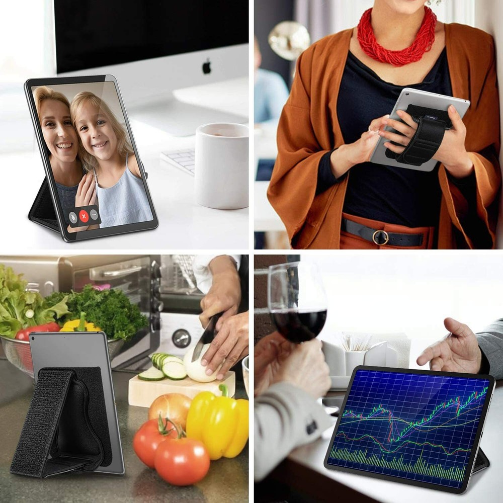 Universal Tablet Hand Strap Holder Detachable Padded Hook & Loop for iPad/Galaxy