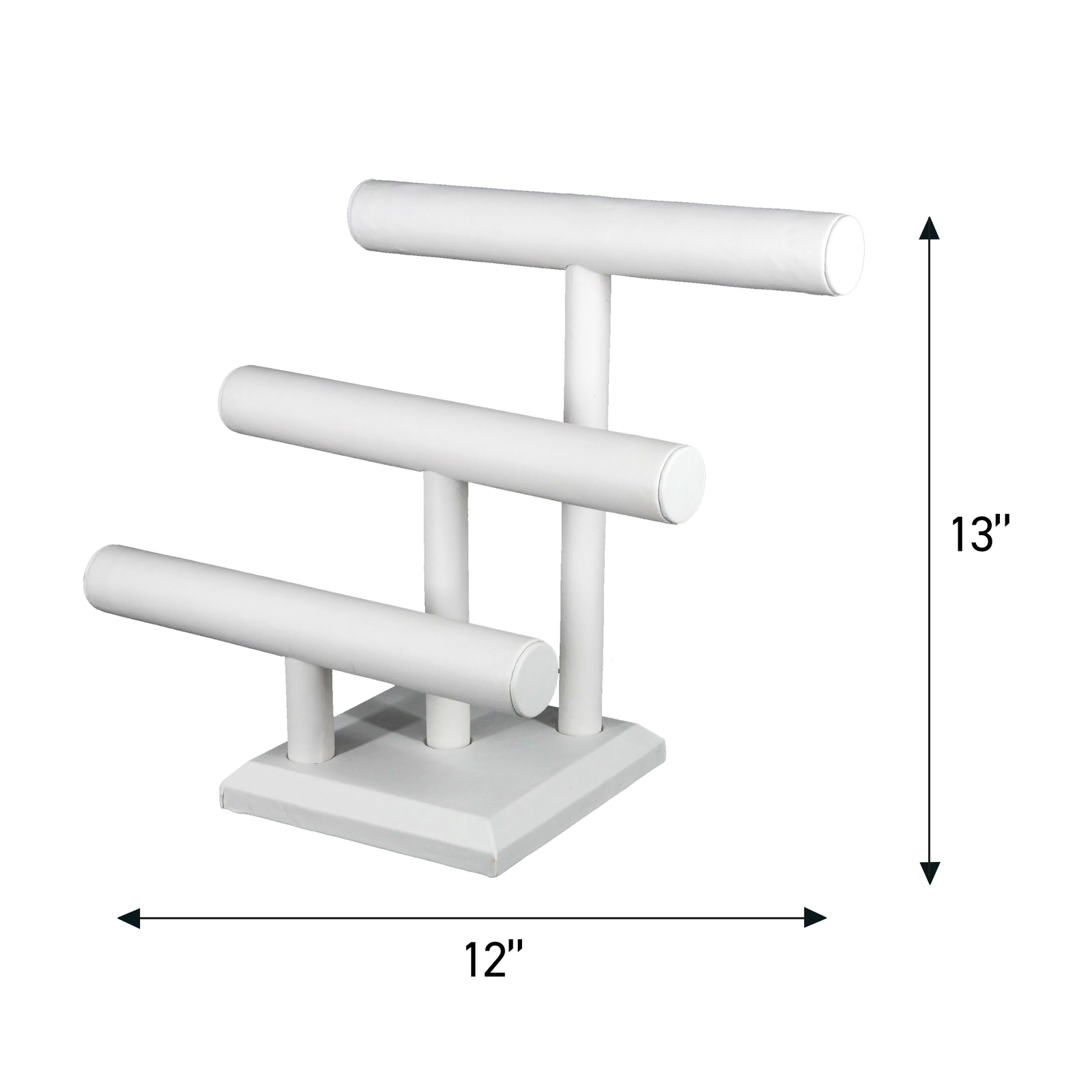SSWBasics- White Faux Leather 3 Tier Jewelry Display - Bracelet Holder