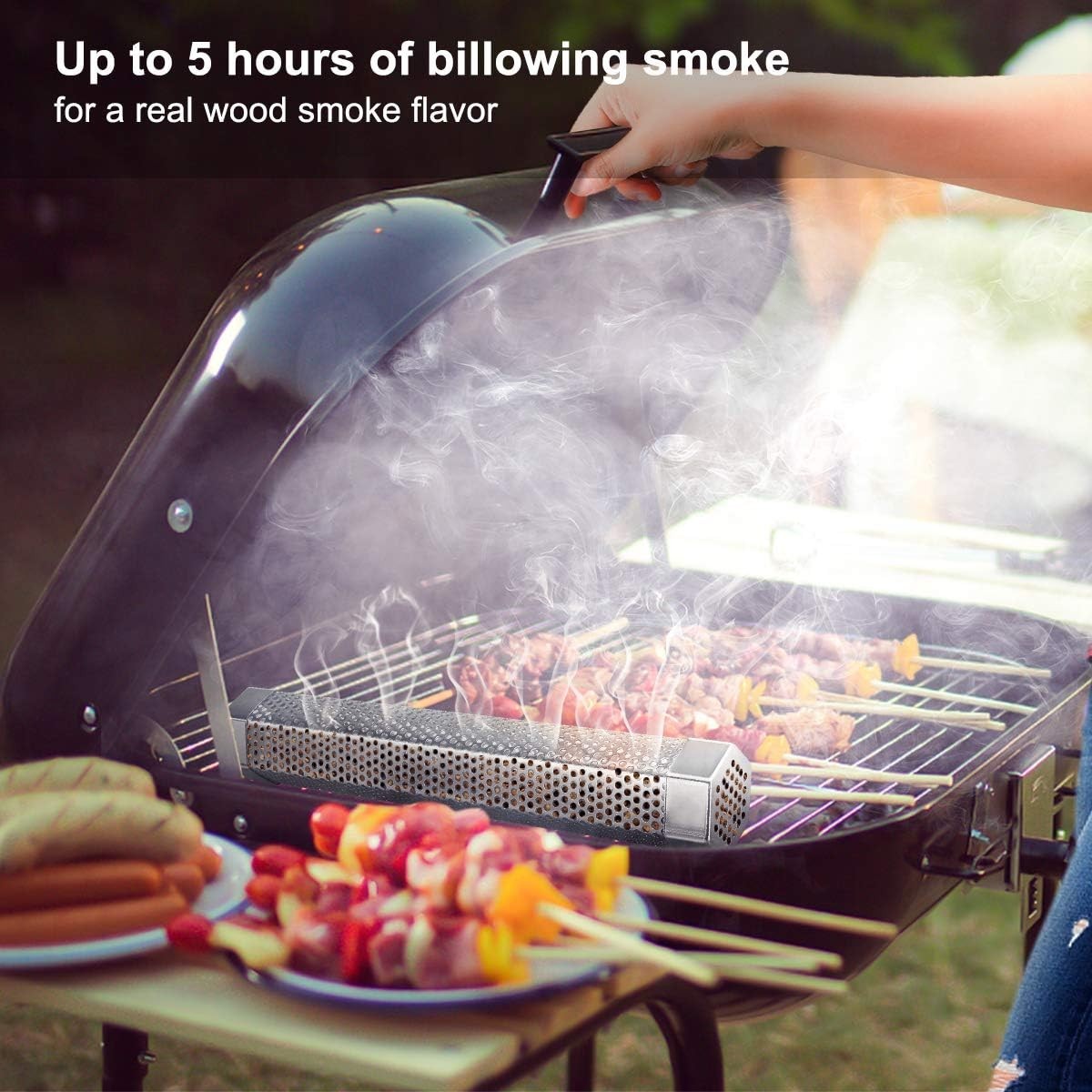 Pellet Smoker Tube, 2 Pack 12'' Stainless Steel BBQ Wood Pellet Tube Smoker, for