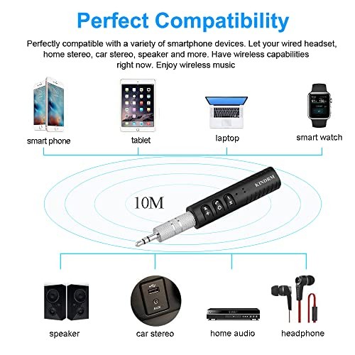 Bluetooth Audio Adapter, Portable Noise Cancelling Bluetooth 5.0 Stereo
