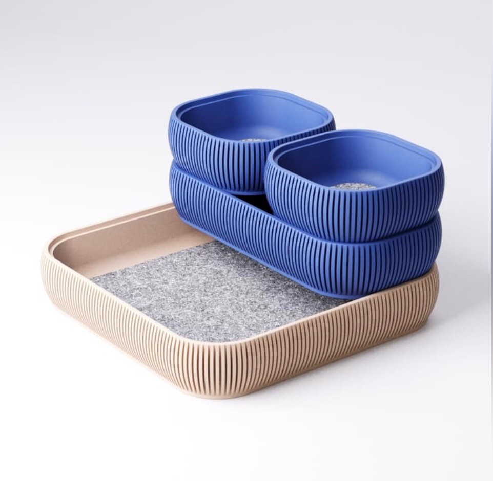 Studio Loup Stackable Desk Trays Type 4 Set Blue Beige Felt