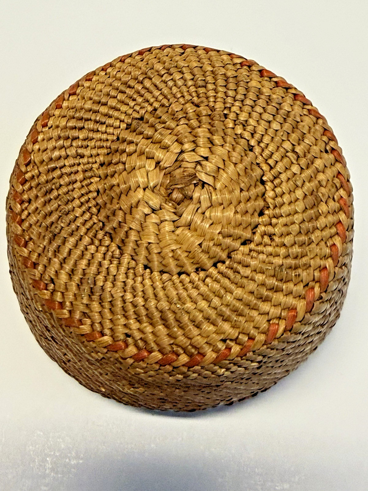 Native American Indian Weaved Lidded Nootka Basket; Small 3"; Early 1900's; #B20