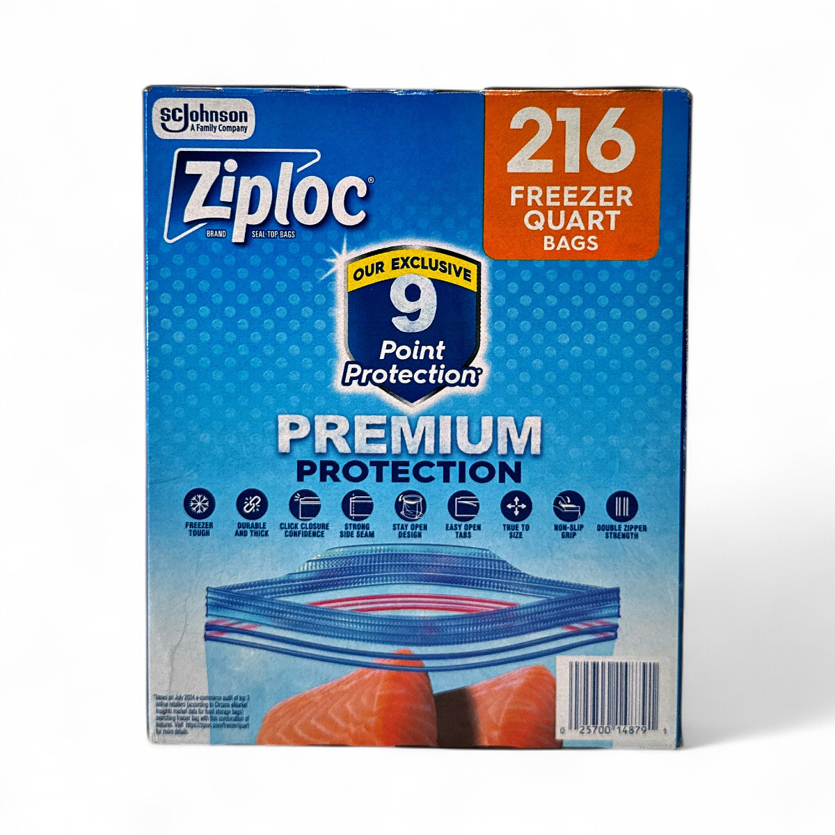 Ziploc Clear Quart Sized Top Seal Freezer Storage Bags - 216 Count